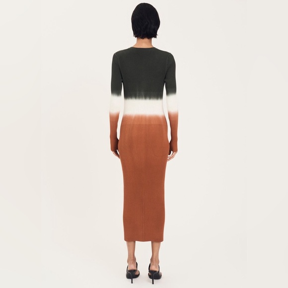 Derek Lan 10 Crosby Ribbed Knit Dress, Long Sleeve, V- Neck Button Front, Sz SP - Picture 2 of 16